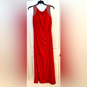 Alex Evenings Red Gown with red and gold beading, size 6 Christmas Holiday